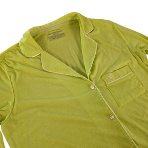 Victoria's Secret Lime Green Sleep Shirt S/P Long Sleeve Button Front Night Gown